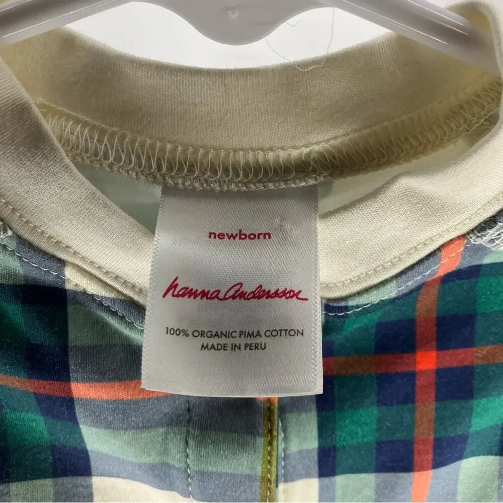 NWOT HANNA ANDERSSON Baby Footed Sleeper Pima Cotton Holiday Plaid Newborn